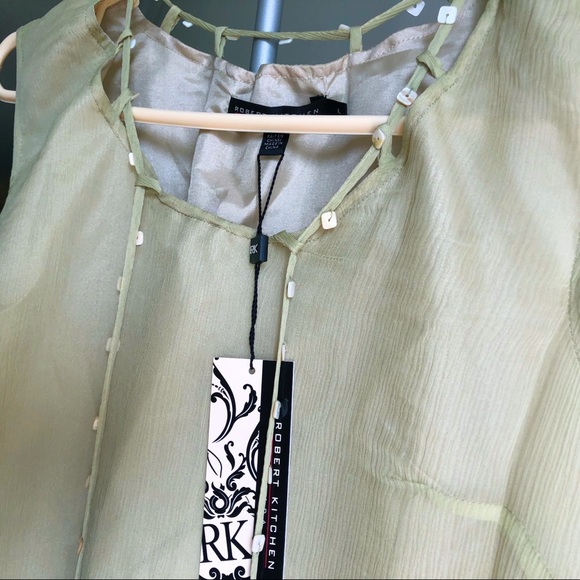 NWT Sleeveless Green Seashell Bead Top Shirt - Picture 2 of 2